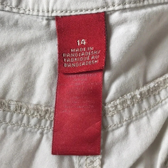 Beige Cream Bermuda casual shorts sporty  athletic hiking tie waist size 14 - Picture 3 of 16